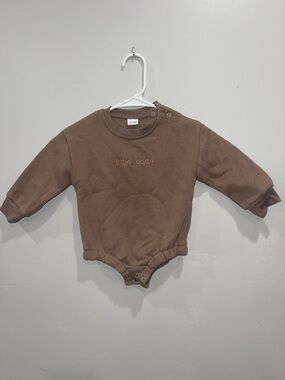 Brown 'Little Dude' Long-Sleeve Baby Bodysuit